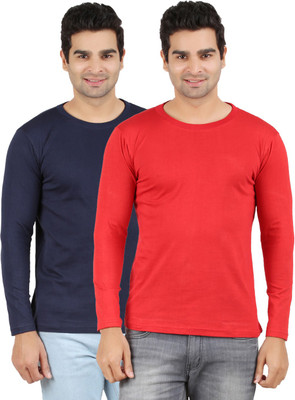 

Ap'pulse Solid Men's Round Neck Dark Blue, Red T-Shirt(Pack of 2, _navy_red