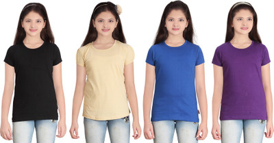 

FabTag - Sini Mini Girls Solid T Shirt(Multicolor