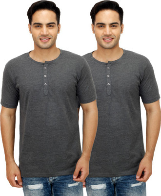 

Sanvi Traders Solid Men Henley Multicolor T-Shirt(Pack of 2