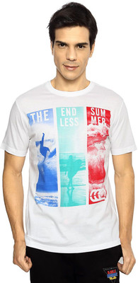 

Ajile by Pantaloons Printed Men's Round Neck White T-Shirt