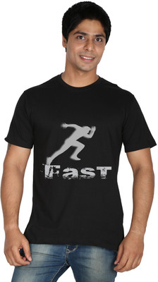 

Trendster Printed Men' Round Neck Black T-Shirt