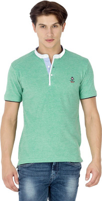 

Mufti Solid Men's Henley Green T-Shirt
