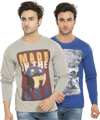 

Alan Jones Printed Men's Round Neck Grey, Blue T-Shirt(Pack of 2, Blue;grey