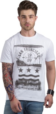 

HotTribes Printed Men's Round Neck White T-Shirt