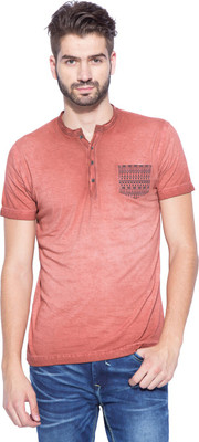 

Mufti Solid Men's Henley Red T-Shirt, Rust