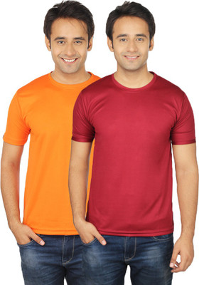 

Quetzal Solid Men's Round Neck Orange, Maroon T-Shirt(Pack of 2, Maroon;orange
