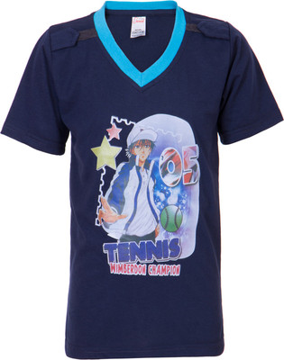 

Ultra Fit Boys Printed Cotton T Shirt(Blue, Pack of 1), Nevy