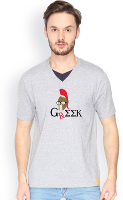 

Campus Sutra Solid Men V-neck Grey T-Shirt