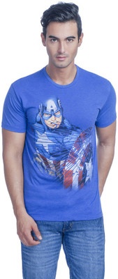 

Avengers Printed Men's Round Neck Blue T-Shirt, Royal blue melange