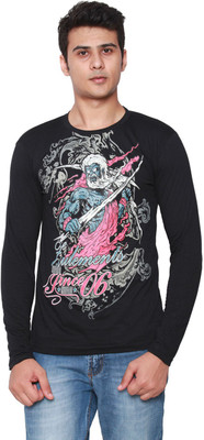 

DDI Printed Men's Round Neck Black T-Shirt
