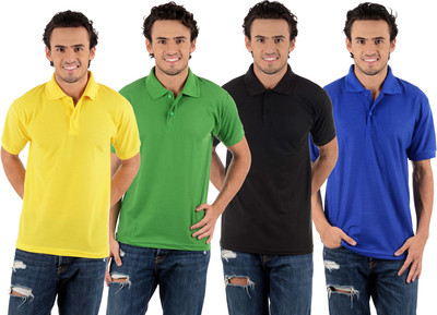 

Blaze Solid Men's Polo Neck Multicolor T-Shirt(Pack of 4, Black;dark green;royal blue;yellow