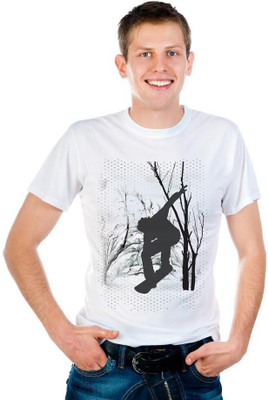 

6th Cross Graphic Print Men's Round Neck White T-Shirt