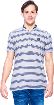 

Mufti Striped Men's Henley Grey T-Shirt