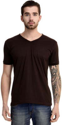 

Mi Moda Solid Men's V-neck Brown T-Shirt