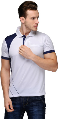 

Scott International Solid Men's Polo Neck White T-Shirt, Navy blue;white