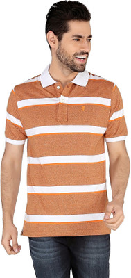 

The Cotton Company Striped Men's Polo Neck Orange, White T-Shirt
