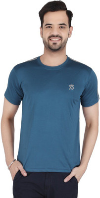

Awack Solid Men's Round Neck Blue T-Shirt