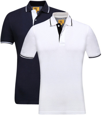 

Campus Sutra Solid Men Henley Multicolor T-Shirt(Pack of 2, Blue;white