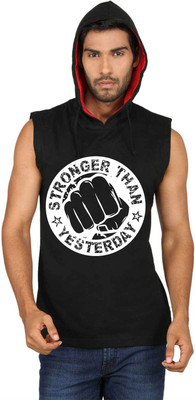 

SayItLoud Printed Men's Hooded Black T-Shirt