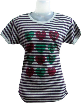 

Revinfashions Girls Striped T Shirt(Multicolor, Multi colour