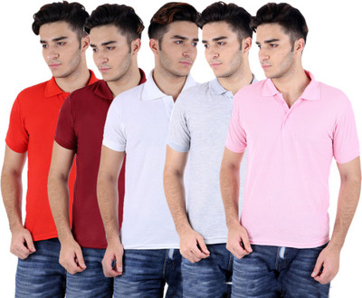 

Sanvi Traders Solid Men Polo Neck Multicolor T-Shirt(Pack of 5