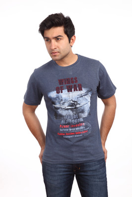

Parx Printed Men's Round Neck Blue T-Shirt