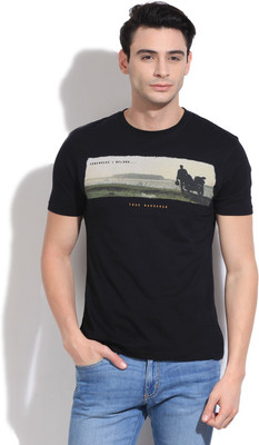 

Wrangler Printed Men' Round Neck Black T-Shirt