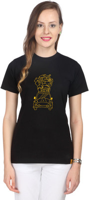 

Campus Sutra Printed Women' Round Neck Black T-Shirt