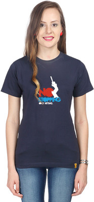 

Campus Sutra Geometric Print Women's Round Neck Blue T-Shirt