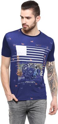

Fritzberg Printed Men's Round Neck Blue T-Shirt, Royal blue