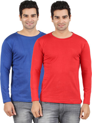 

Ap'pulse Solid Men's Round Neck Blue, Red T-Shirt(Pack of 2, _rblue_red