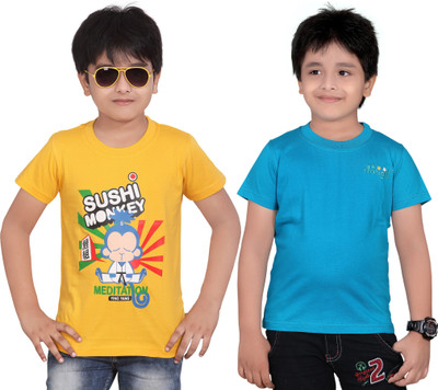 

Dongli Boys Solid T Shirt(Yellow, Pack of 2)