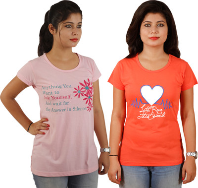 

Tryd Printed Women' Round Neck Multicolor T-Shirt(Pack of 2