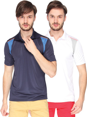 

Campus Sutra Solid Men Polo Neck Dark Blue, White T-Shirt(Pack of 2, Navy blue;white