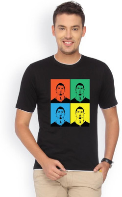 

Campus Sutra Printed Men Round Neck Black T-Shirt
