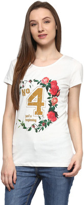 

Ajile by Pantaloons Graphic Print Women's Round Neck White T-Shirt