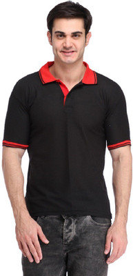 

Lime Solid Men's Polo Neck Black T-Shirt