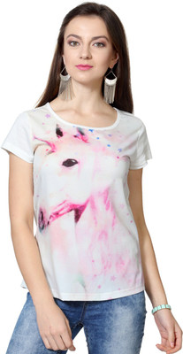 

Honey By Pantaloons Printed Women' Round Neck White T-Shirt, Off white