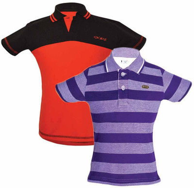 

Gkidz Boys Solid Cotton T Shirt(Multicolor, Pack of 2, Purple