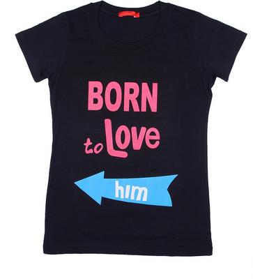 

Vivid Bharti Printed Women's Round Neck Black T-Shirt