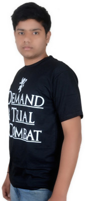 

Ice Dragon Printed Men's Round Neck Black T-Shirt, Solid black
