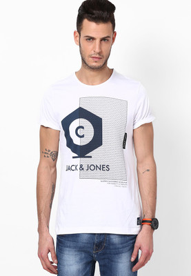 

Jack & Jones Graphic Print Men's Round Neck White T-Shirt