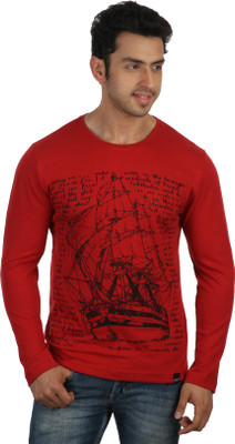 

Rigo Printed Men's Round Neck Red T-Shirt