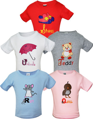 

Gkidz Boys Printed Cotton T Shirt(Multicolor, Pack of 5