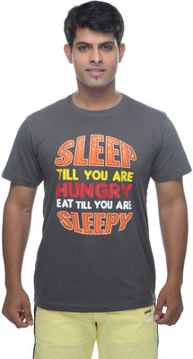 

Clickroo Printed Men's Round Neck Grey T-Shirt