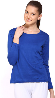 

Ap'pulse Solid Women' Round Neck Blue T-Shirt, Rblue