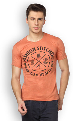 

DIFFERENCE OF OPINION Graphic Print Men's Round Neck Orange T-Shirt