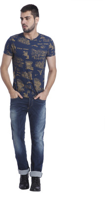 

Jack & Jones Printed Men's Round Neck Dark Blue T-Shirt, Navy blazer