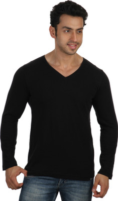 

Rigo Solid Men's V-neck Black T-Shirt