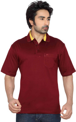 

Thinc Solid Men's Polo Neck Maroon T-Shirt